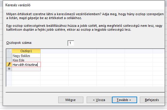 Keresésvarázsló kitöltése
