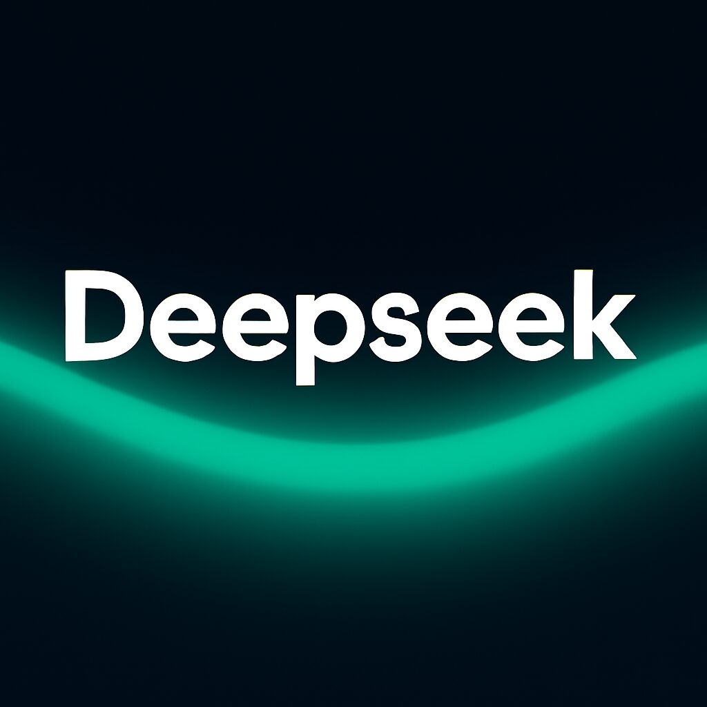 Deepseek logó – AI keresőeszköz sötét háttérrel
