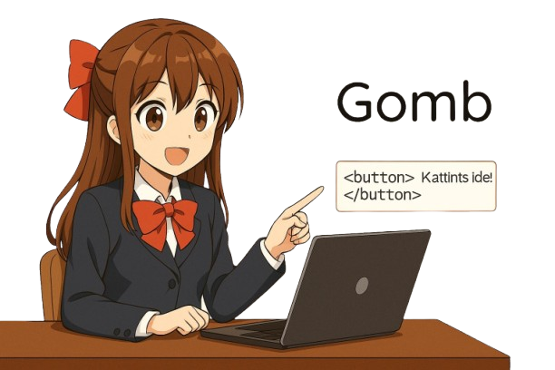 Anime stílusú lány HTML-gombokról tanít