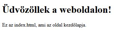 Weboldal kezdőlapjának megjelenése az index.html fájl alapján