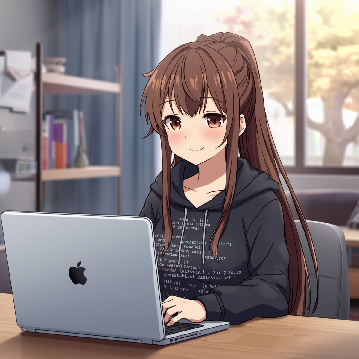 Anime stílusú lány laptop előtt – programozás alapjai tanuláshoz