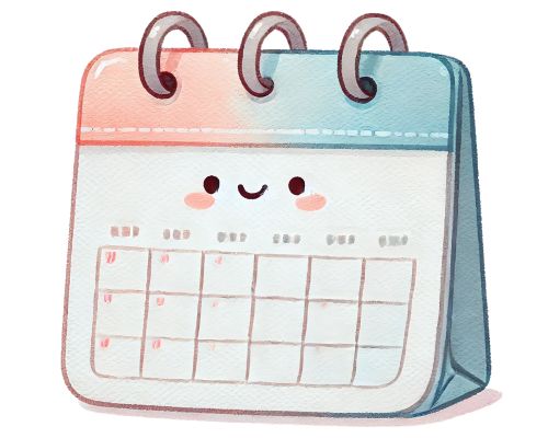 Aranyos, mosolygó naptár illusztráció pasztell színekben, amely a dátumformátumok különbségét jelképezi a bájtsorrend magyarázatához.