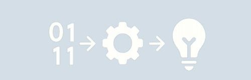 Adat (0/1) → fogaskerék (feldolgozás) → villanykörte: az információ fogalma infografikán, az adatból információ folyamata.