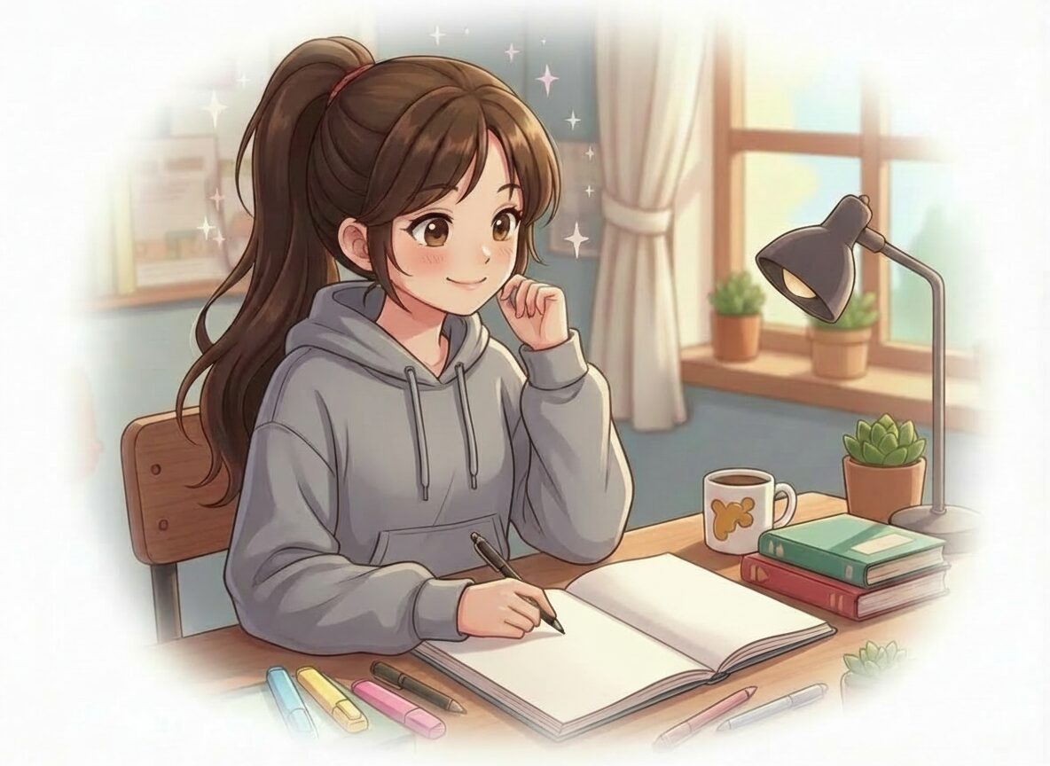 Anime lány halmazműveleteket tanul