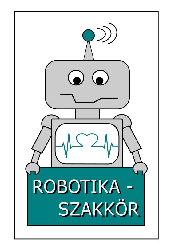 Robotikaszakkör logó Inkscape-ben: robot figura és ROBOTIKA–SZAKKÖR felirat zöld táblán