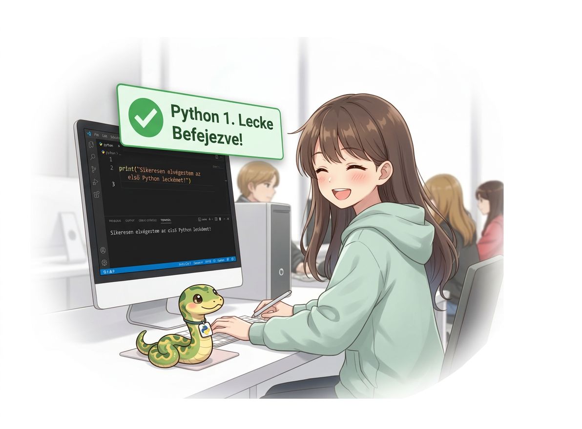 Vidám anime lány számítógépnél grafikát készít, Inkscape alapok tanulása