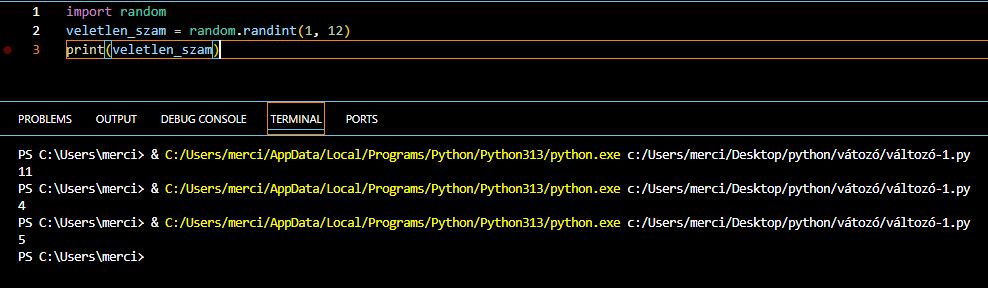 Python random randint példa véletlenszám generálásához