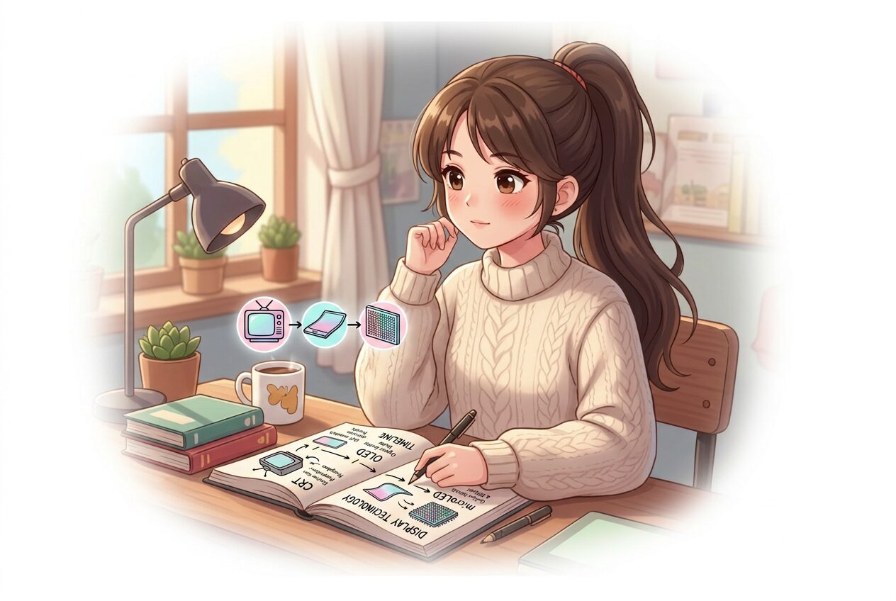 Anime lány matekot tanul, füzetében halmazok és Venn-diagram, halmazelmélet alapok illusztrációja.